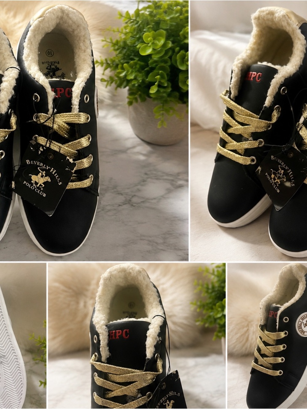 Beverly Hills Polo Club Black Athletic Sneakers with Gold Laces